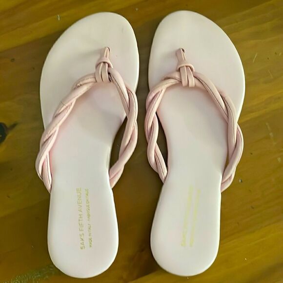 Saks Fifth Avenue Pink Thong Sandals - Picture 1 of 6